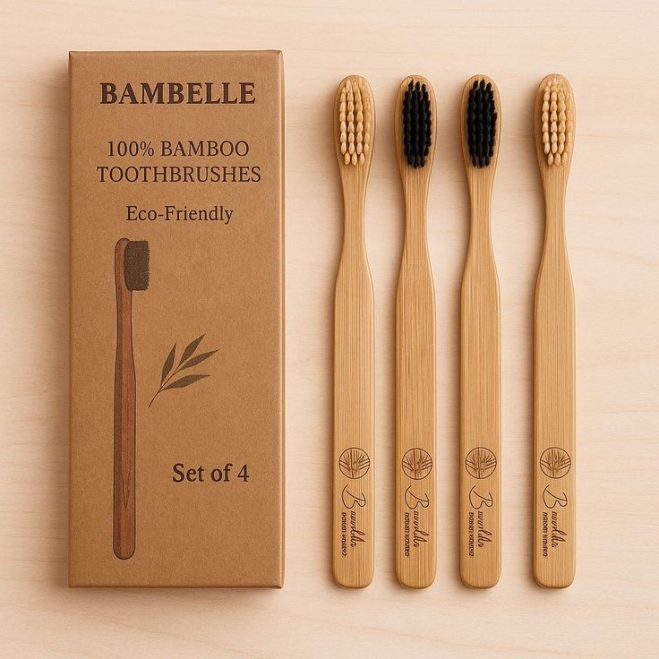 Wooden toothbrushes (pack of 4)